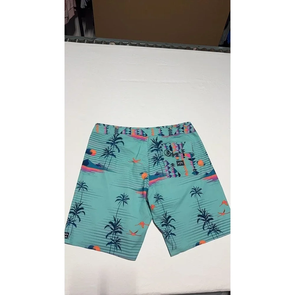 Billabong Mens Tropical Print Board Shorts Aqua Sunset Palm Sundays Airlite 34